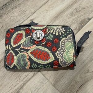 Vera Bradley Black and Red Leaf Pattern Wallet
